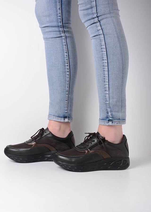 Wolky Veterschoenen Vitality SF asfalt combi stretch leer