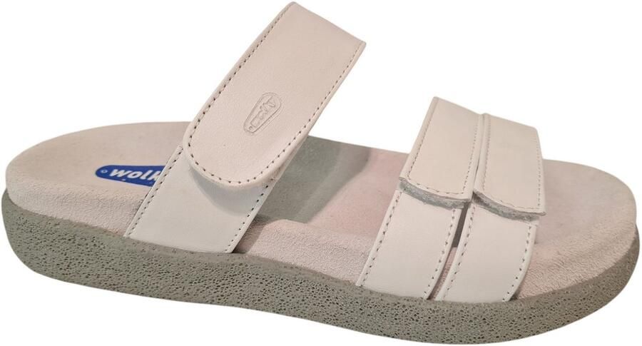 Wolky 0050130 100 Dames Slippers Slides Voorgevormd Voetbed Klittenbandsluiting Wit
