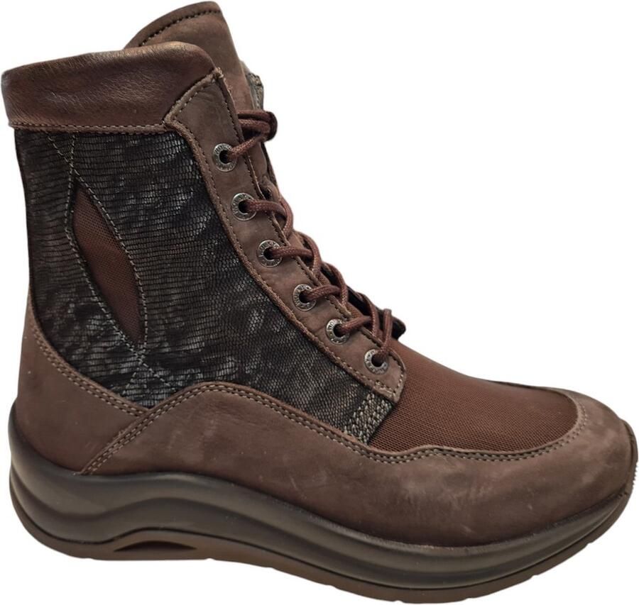 Wolky 0098390 302 Ellon SF asfalt Dames Veterschoen Bruin