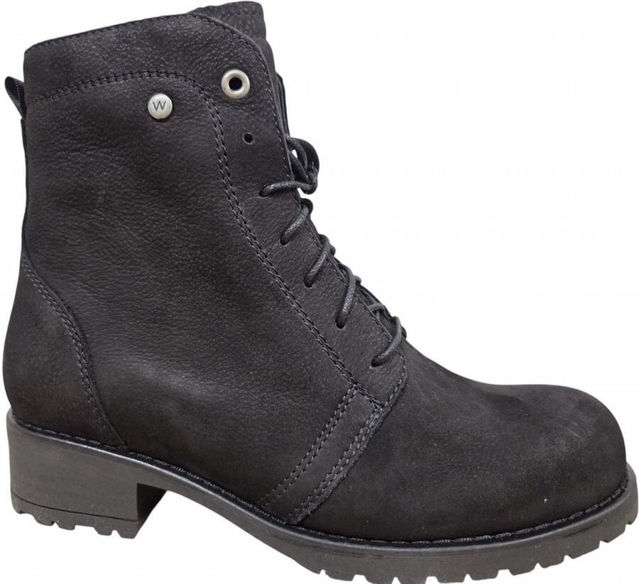 Wolky 0247910 000 Veterboots Zwart Nubuck Dames Zwart
