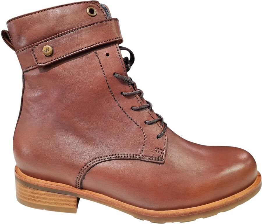 Wolky 0448520 Cognac Leren Dames Veterboots Cogna