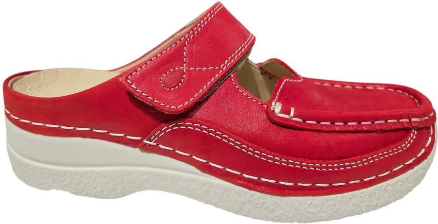 Wolky 0622736 570 Roll Slipper Muilen Rood Leer Dames Rood