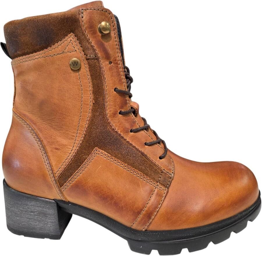 Wolky Bruine leren Dames Veterboots