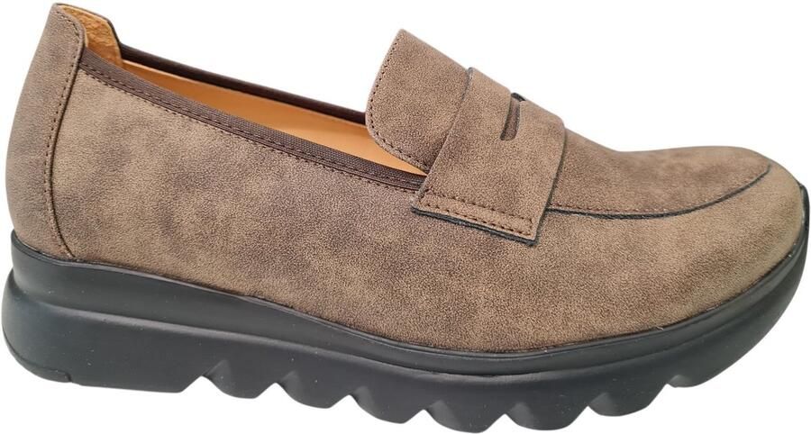 Wolky Bruine Nubuck Dames Instappers Bruin