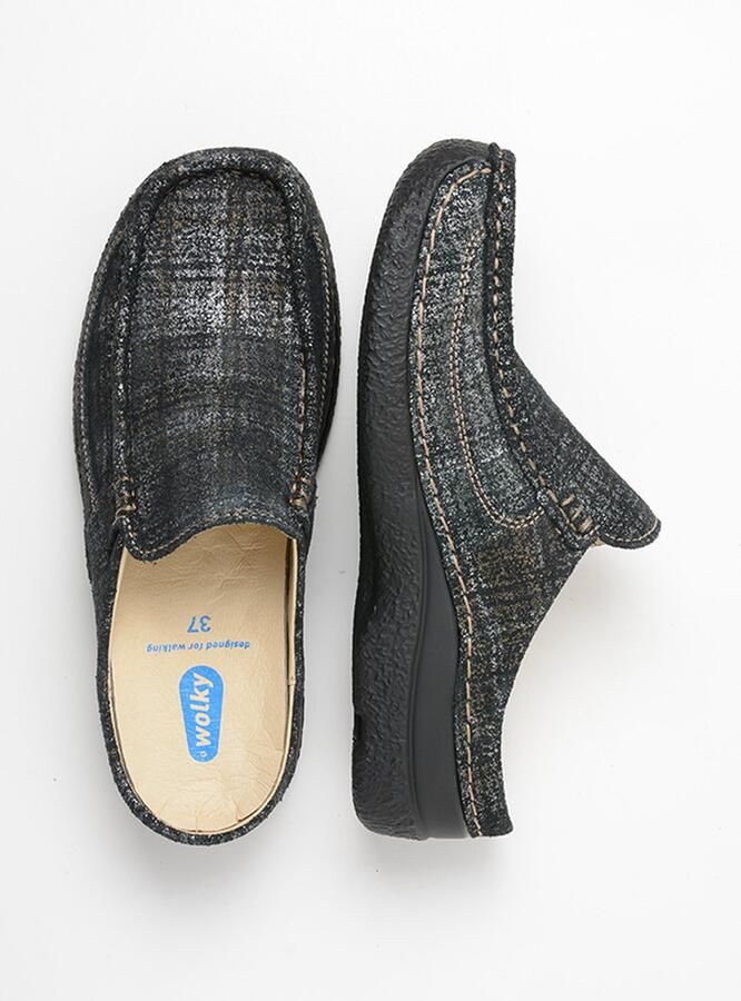 Wolky Comfortschoenen Roll Slide zwart goud metallic suede - Foto 3