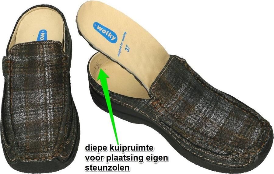 Wolky Comfortschoenen Roll Slide zwart goud metallic suede - Foto 7