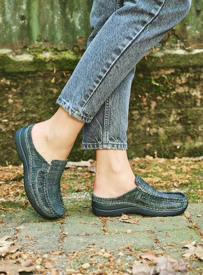 Wolky Comfortschoenen Roll Slide zwart goud metallic suede - Foto 4