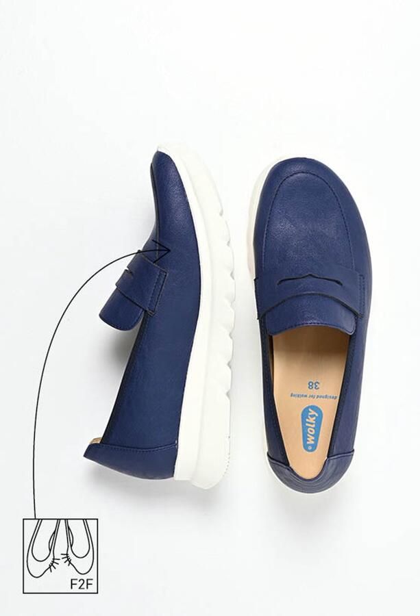 Wolky Dames Instappers 02127 Snoafer F2F Blauw