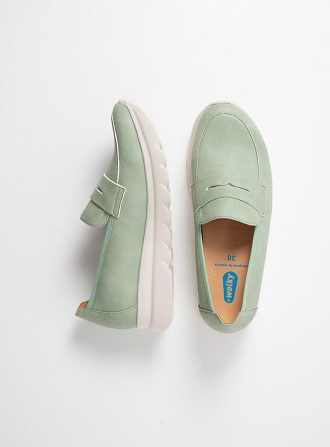 Wolky Dames Instappers 02127 Snoafer F2F Lichtgroen