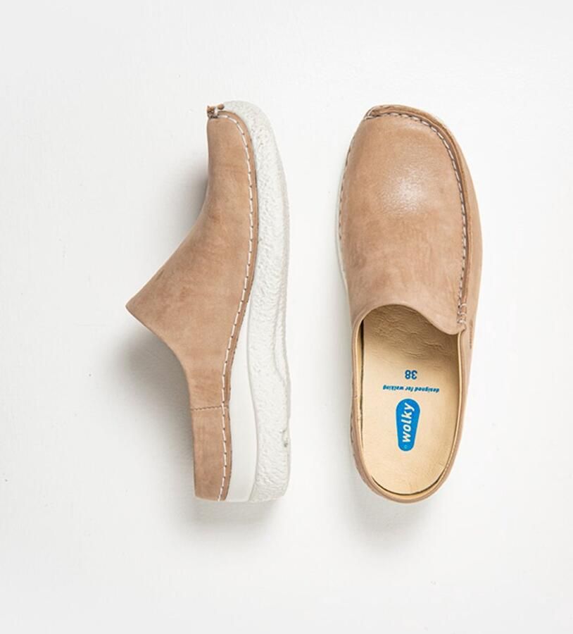 Wolky Dames Klompen 06250 Seamy Slide Beige