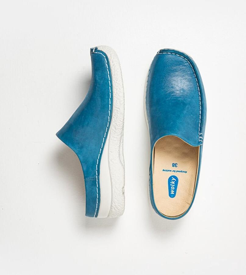 Wolky Dames Klompen 06250 Seamy Slide Lichtblauw