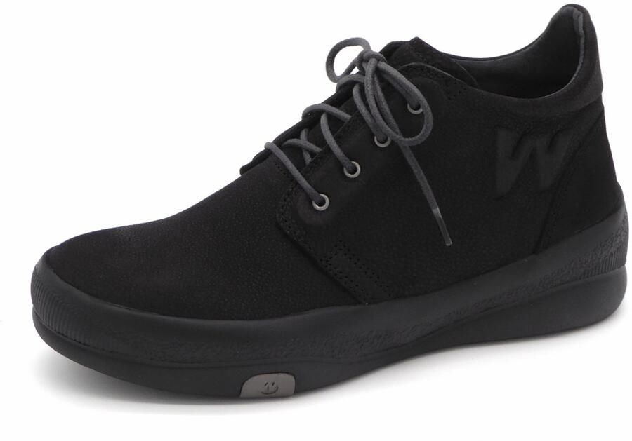Wolky Fuse Longbeach zwarte leren dames veterschoenen