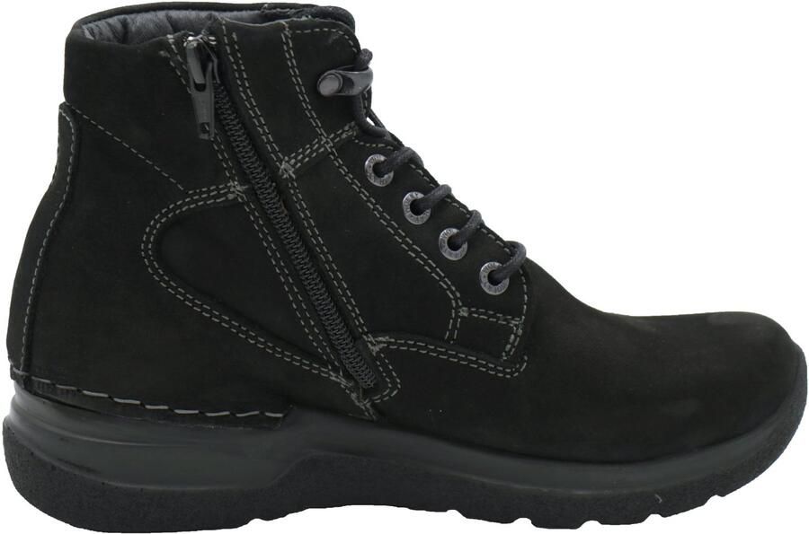 Wolky Hoge veterschoenen Whynot HV zwart nubuck