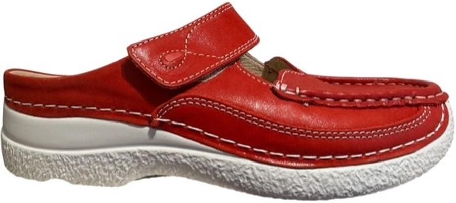 Wolky 0622736 570 Roll Slipper Muilen Rood Leer Dames Rood