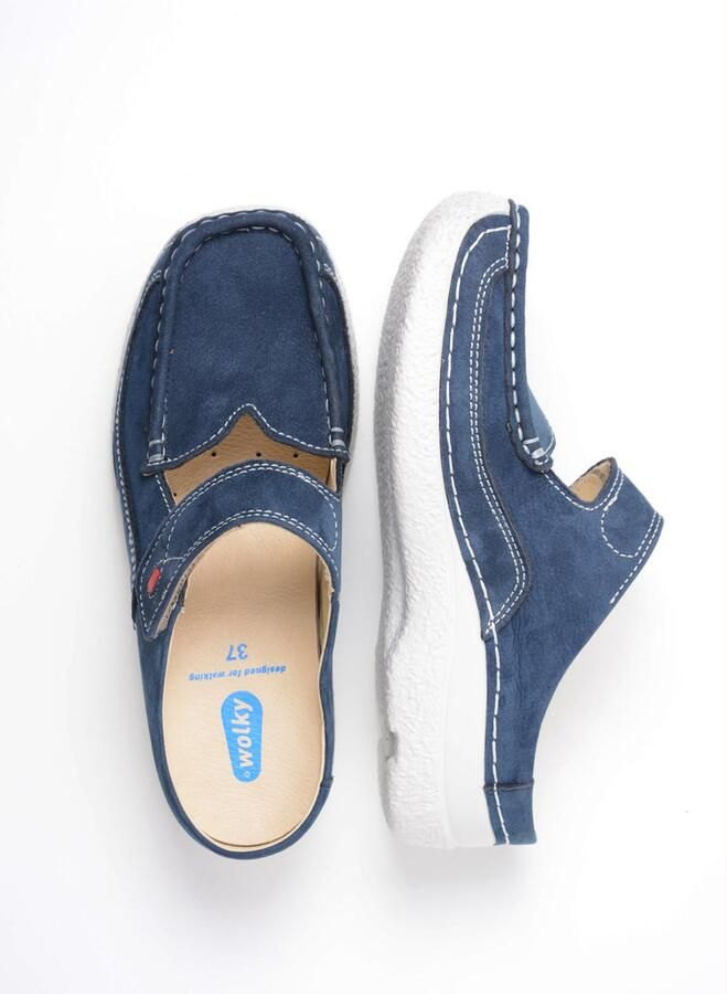 Wolky Dames Roll Slipper 0622713-800 Blauw Nubuck - Foto 5