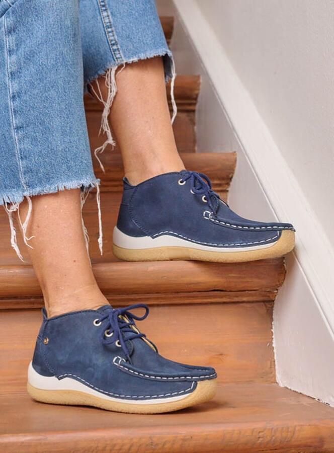 Wolky Lage veterschoenen Rosella denim nubuck