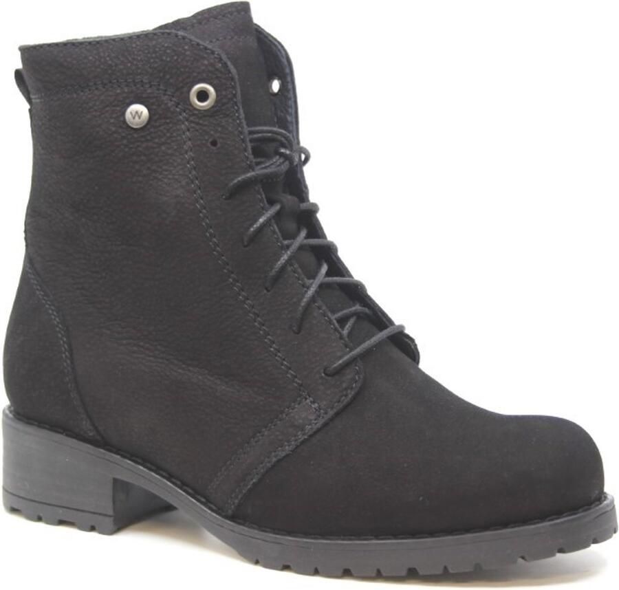 Wolky 0247910 000 Veterboots Zwart Nubuck Dames Zwart