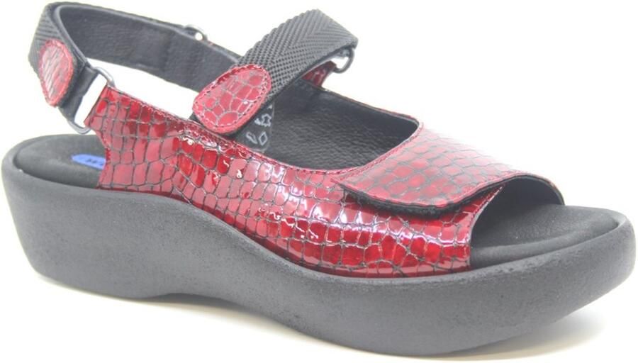 Wolky Sandalen Jewel rood crocolook lakleer - Foto 10