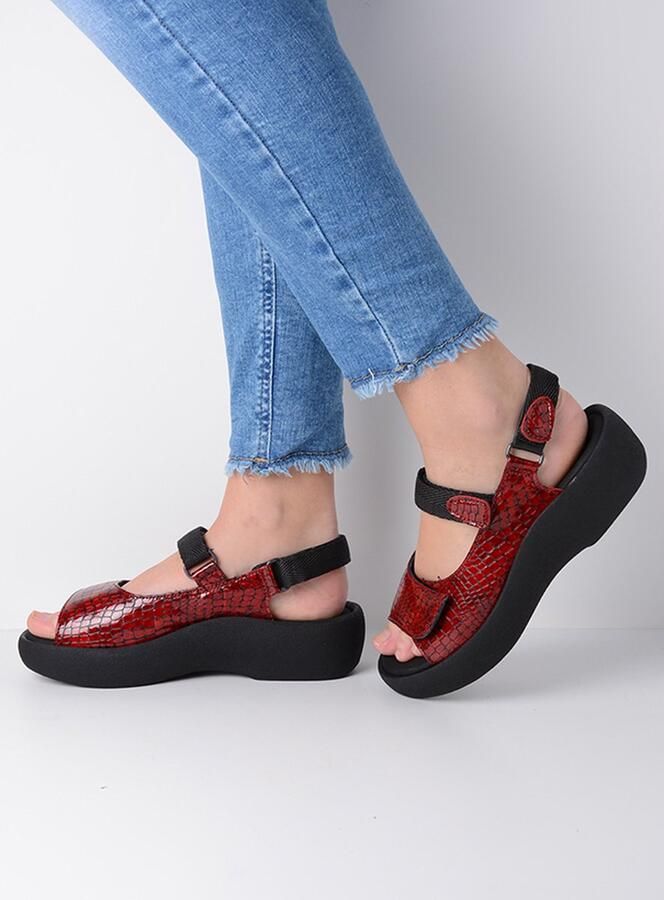 Wolky Sandalen Jewel rood crocolook lakleer - Foto 8