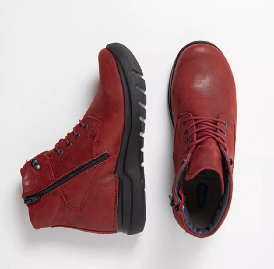 Wolky 0661636 553 Veterschoenen Halfhoog Rood Leer Dames Rood - Foto 2