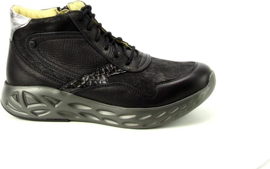 Wolky Dames veterboot hoge sneaker Zest Artikel 0570890.000 Zwart
