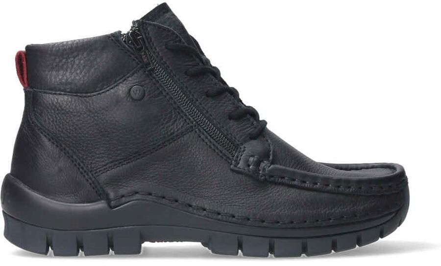 Wolky Zwarte Leren Dames Veterschoenen Zwart