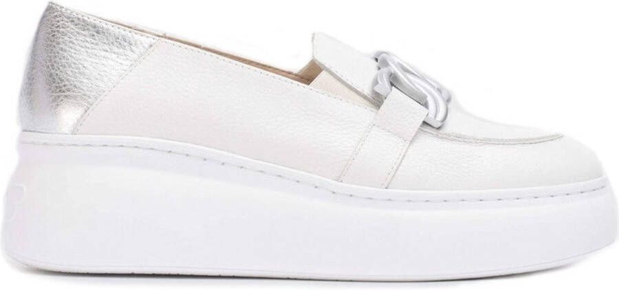 Wonders Tweekleurige leren sleehak moccasin White Dames - Foto 1