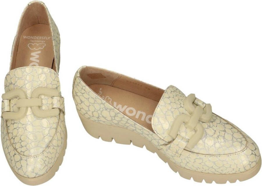 Wonders -Dames crÈme ballerina's & mocassins