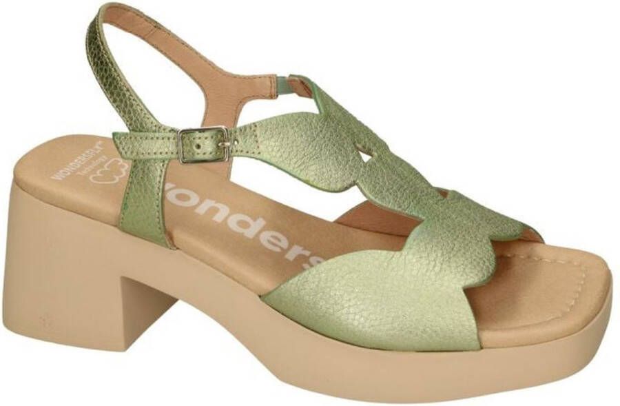 Wonders -Dames groen licht sandalen