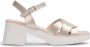 Wonders Premium Leren Hoge Hak Sandalen Beige Dames - Thumbnail 1