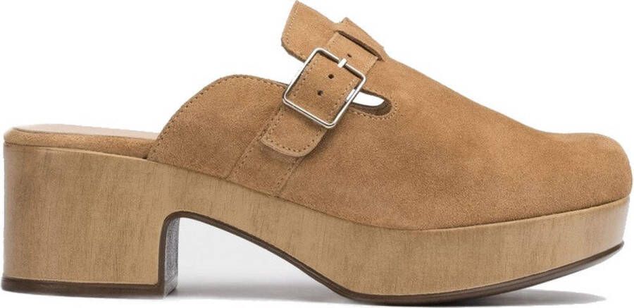 Wonders Bruine Suède Leren Platform Klompen - Foto 2
