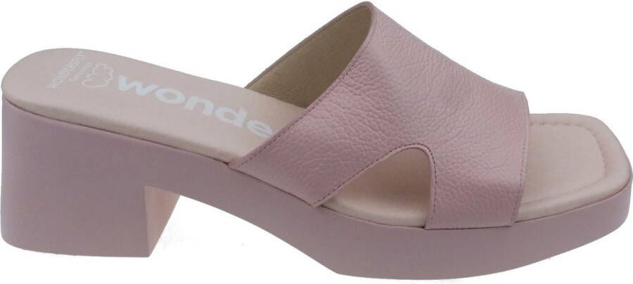 Wonders Leren sandaal met pastelprint Pink Dames