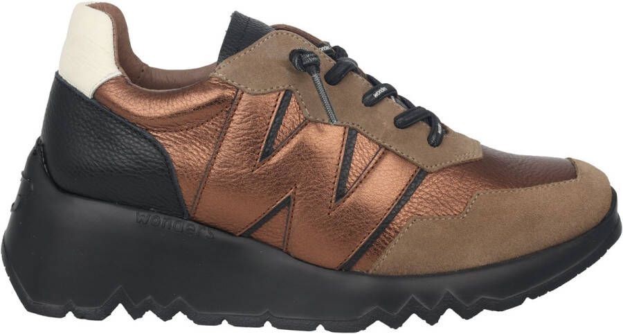Wonders Bronzen Leren Sneaker voor Vrouwen