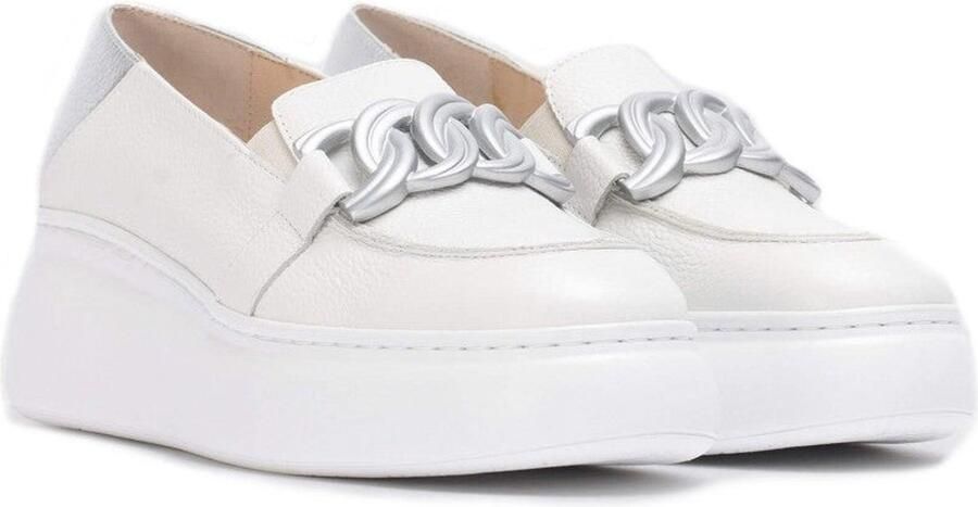 Wonders Tweekleurige leren sleehak moccasin White Dames - Foto 4