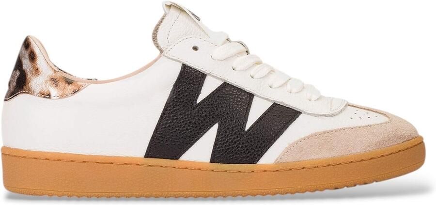 Wonders Beige gecombineerde leren sportschoenen