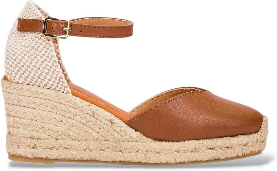 Wonders Bruine Espadrilles van glad leer