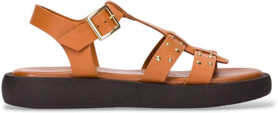 Wonders Bruine leren sandalen