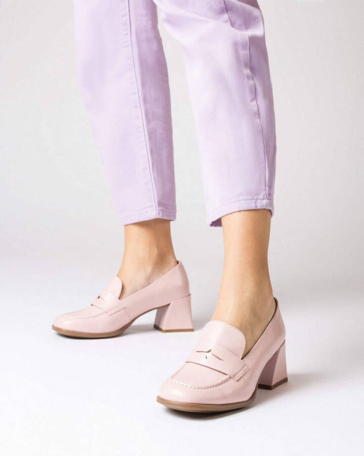 Wonders Klassieke leren pump met vierkante blokhak