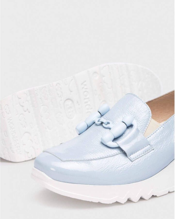 Wonders Gestructureerde leren mocassin met linkversiering