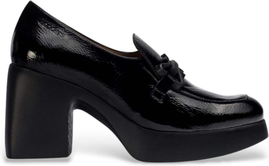 Wonders Klassieke leren instapper met middelhoge hak Black Dames