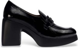 Wonders Klassieke leren instapper met middelhoge hak Black Dames