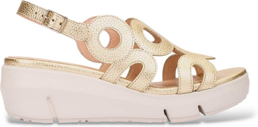 Wonders Gouden Onda Leren Sandalen