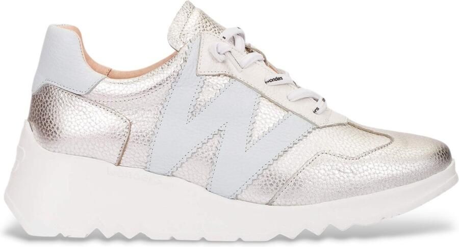 Wonders Kyoto zilver leren sportschoenen