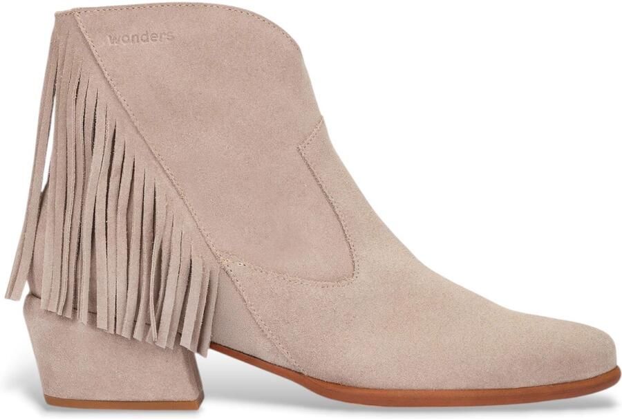 Wonders Leren enkellaarsjes FEI 05 taupe