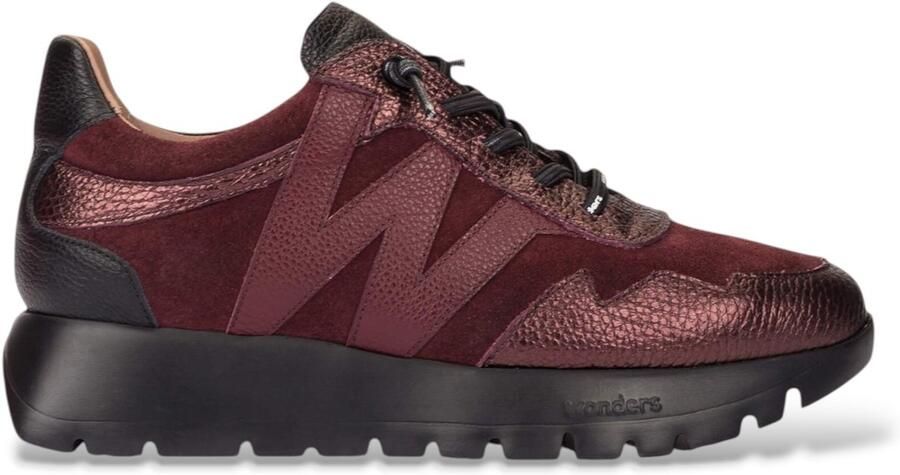 Wonders Leren Odisei sneakers in granaatrood