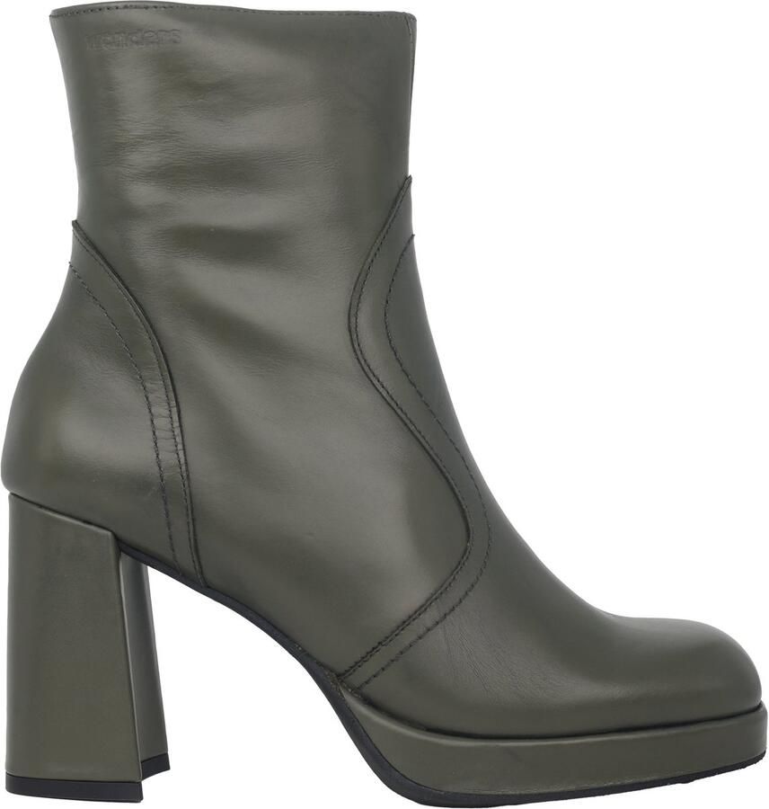 Wonders Groene leren enkellaars met 8 cm hak