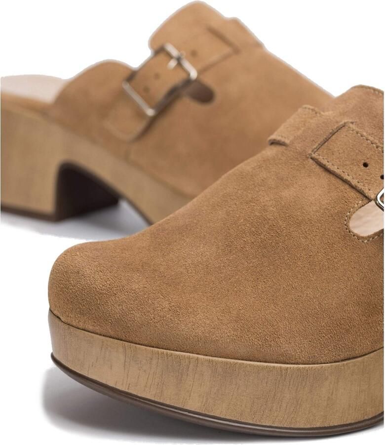 Wonders Bruine Suède Leren Platform Klompen - Foto 2