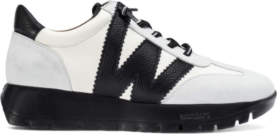 Wonders Beige Zwart Wit Sneaker Dames Schoenen