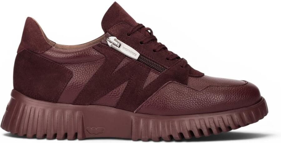 Wonders Wilde leren sneakers granaatrood
