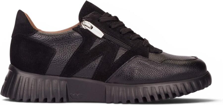 Wonders Zwarte leren sneakers Tren